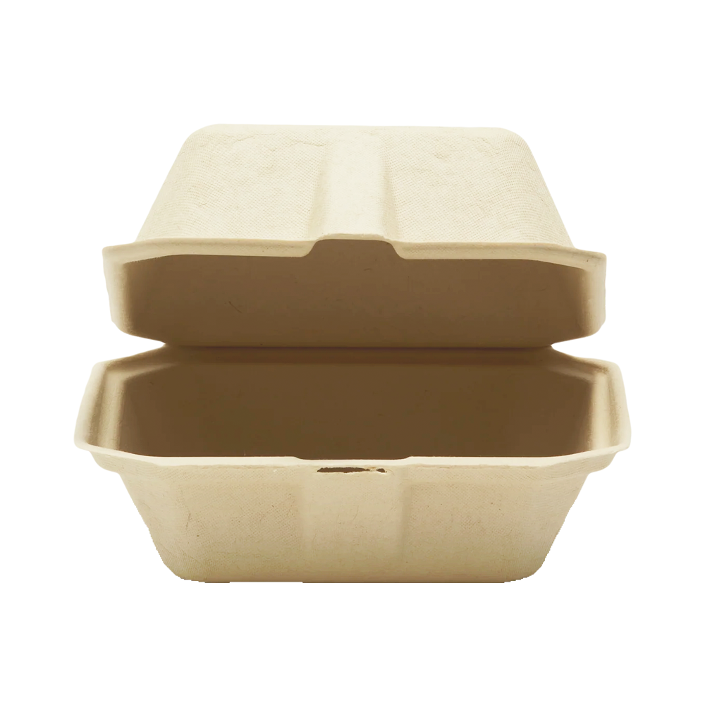 1CL-T6-PM-BUN compostable fiber clamshell food takeout container