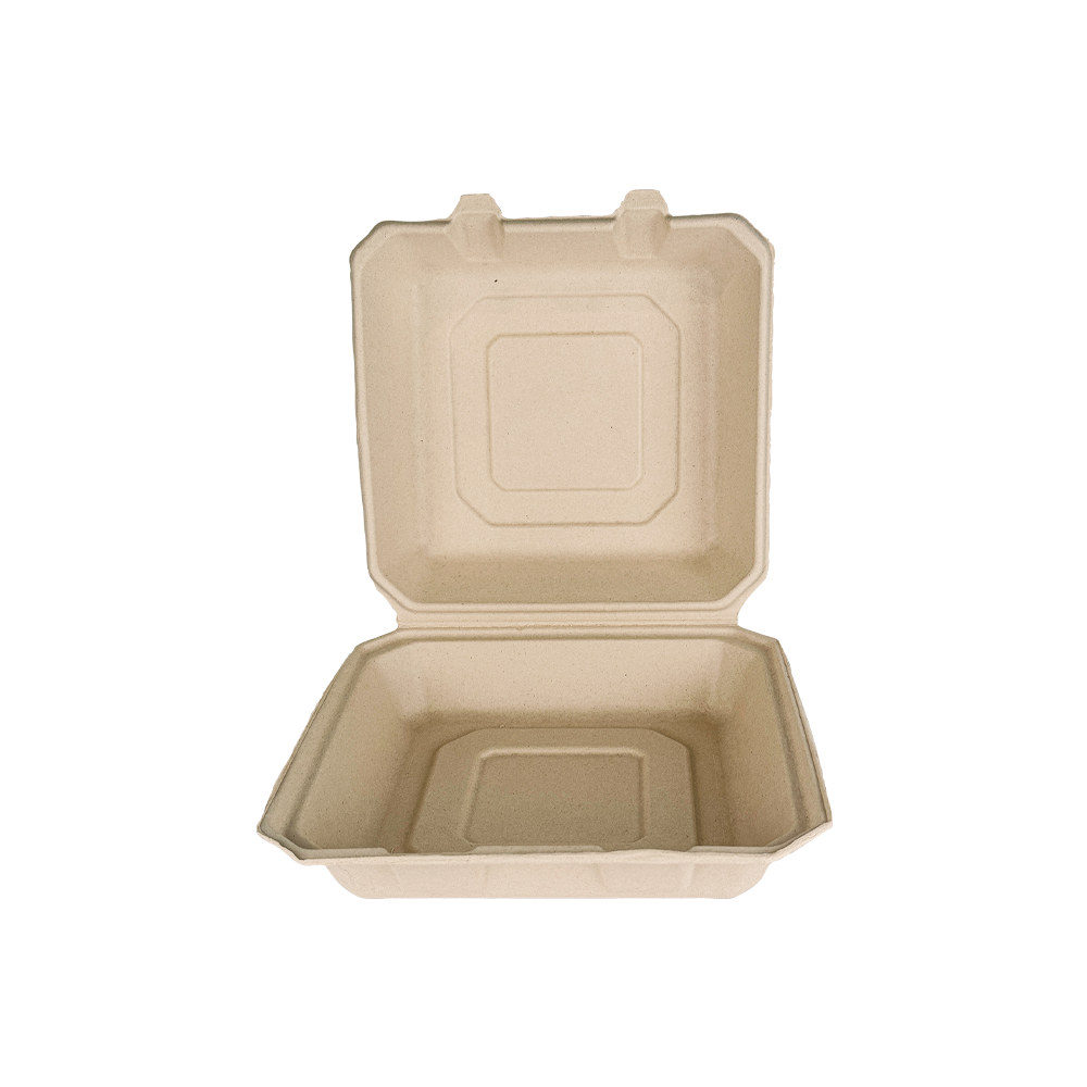 1CMPCL-NB-9-BBUI compostable fiber clamshell food takeout container