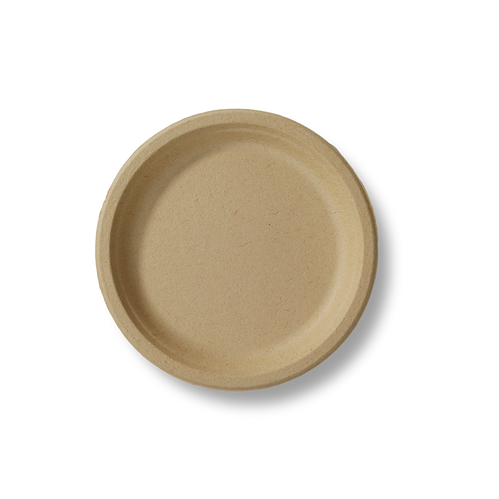 FP-T9-PM-BUN compostable bagasse round plate